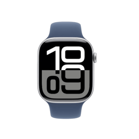 Apple Watch Series 10 GPS 46mm Silver Aluminum Case With Denim Sport Band MWWM3 M/L