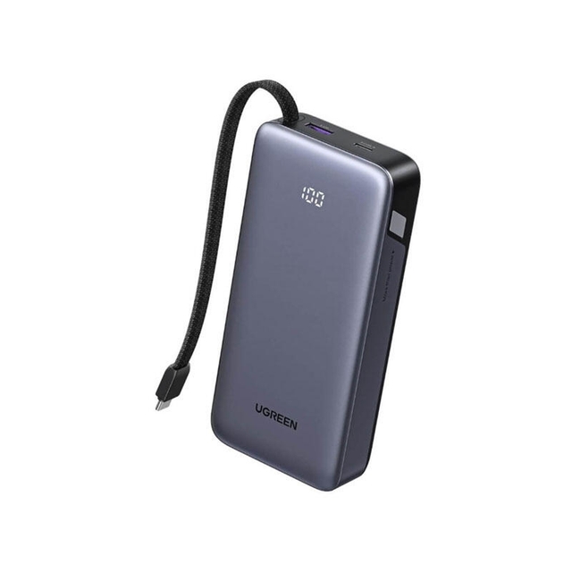Ugreen 20000mAh Type-C USB Power Bank With Built-in Cable 55988B Grey