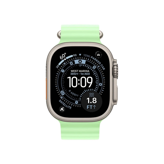 Apple Watch Ultra 3 49mm Natural Titanium Case With Neon Green Ocean Band MF1V4