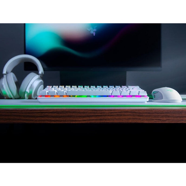 Razer Gaming Keyboard Huntsman Mini Mercury Ed RGB 61key Purple Switch RZ03-03390300-R3M1 White