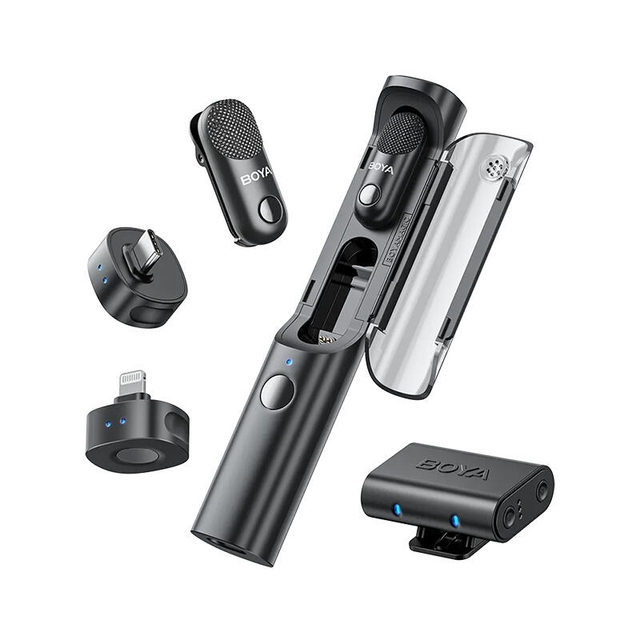 BOYA Magic 02 Transformable Al-Powered Mini Wireless Microphone combo Black