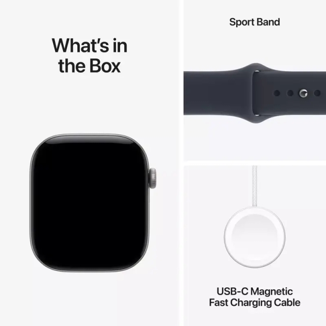 Apple Watch Series 12 GPS 46mm Space Grey Aluminium Case with Navy Blue Sport Band