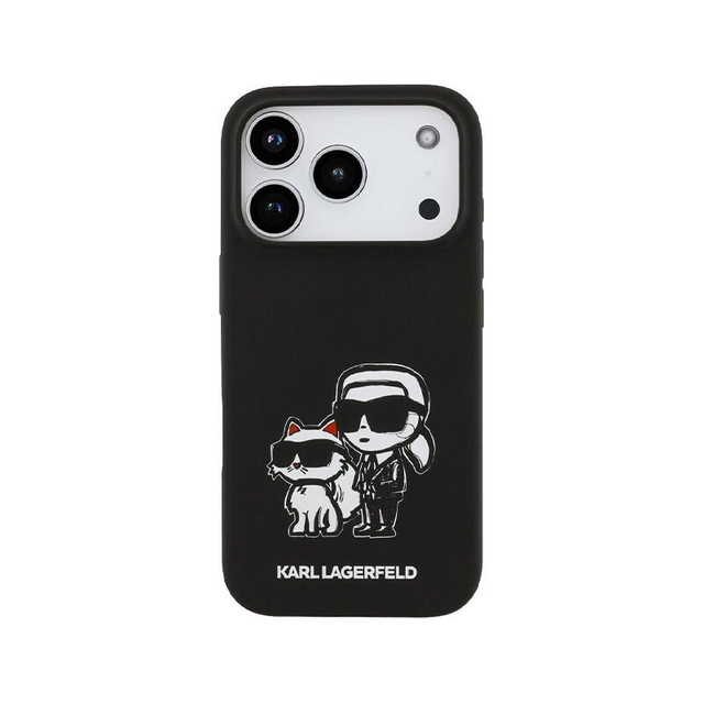 Karl Lagerfeld Hc Magsafe Silicone W/ K&C Sketch Logo  Iphone 17 Pro Max KLHMP17XSKCGRGOK Black