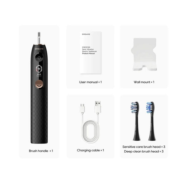 Dreame E10S Sonic Vibration Electric Toothbrush 6 heads included Black