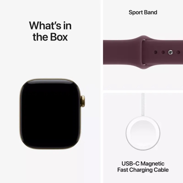 Apple Watch Series 12 GPS 42mm Radiant Gold Titanium Case with Burgundy Sport Band