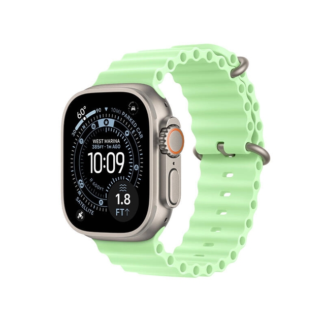 Apple Watch Ultra 3 49mm Natural Titanium Case With Neon Green Ocean Band MF1V4