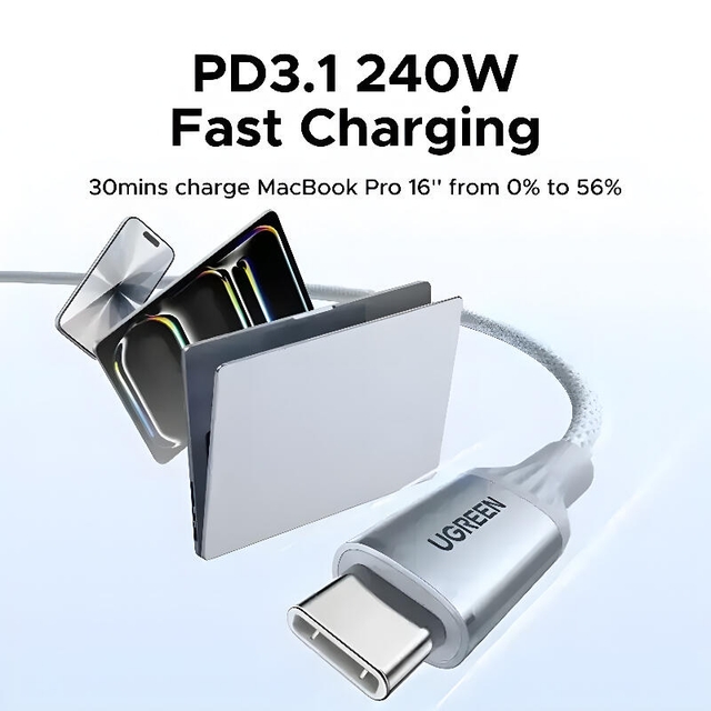 Ugreen 240W Type-C To Type-C PD Fast Charging Cable 1m 75731 Blue