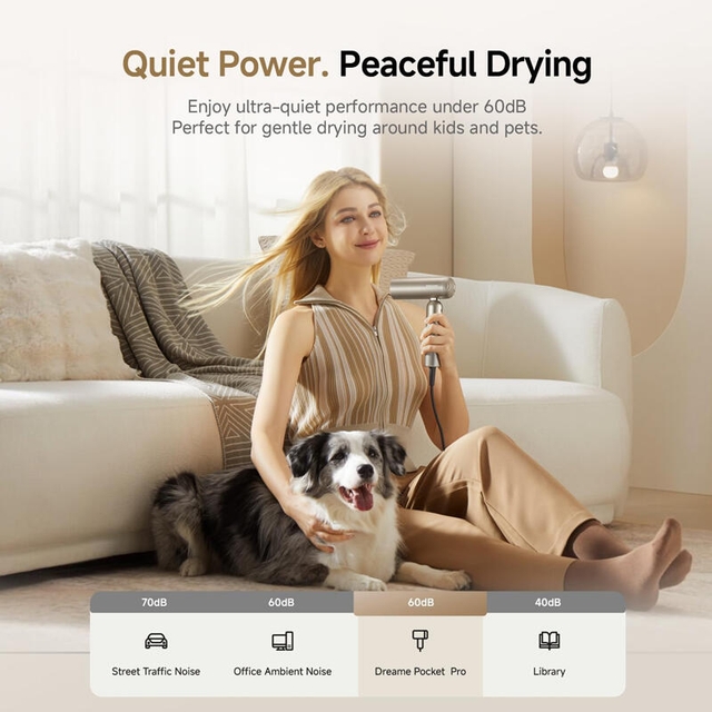 Dreame Pocket Pro High-Speed Hair Dryer Titanium Gold
