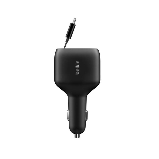 Belkin 75W 2-Port with Retractable USB-C cable Car Charger CCC001hqBK Black