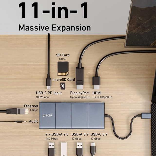Anker 565 USB-C Hub 11in1 A83880A1 Gray