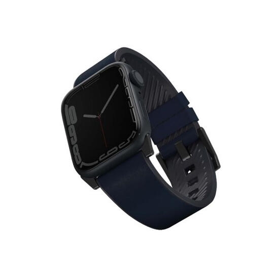 Uniq Straden Waterproof Leather Hybrid Apple Watch Strap 45/44/42Mm Blue