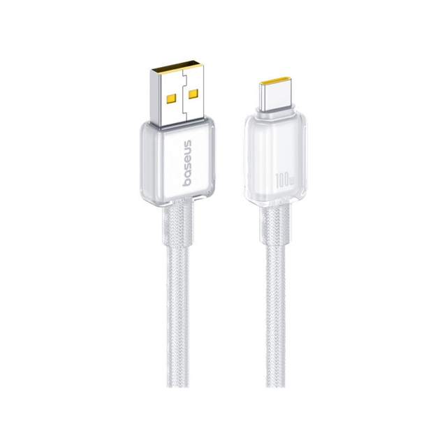 Baseus Crystal Fast Charging Data Cable USB-A to USB-C 100W/7.5W 1m E0427900 Moon White
