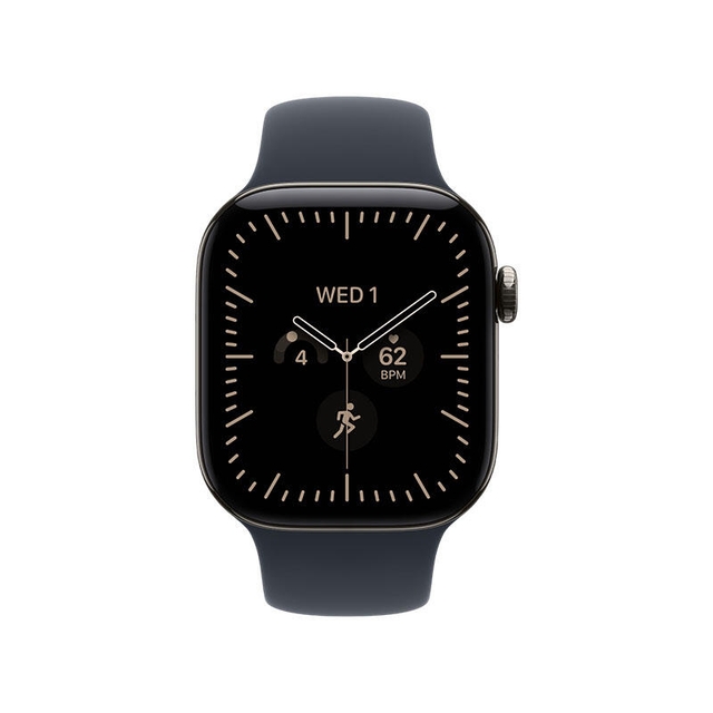 Apple Watch Series 12 GPS 42mm Natural Titanium Case with Navy Blue Sport Band