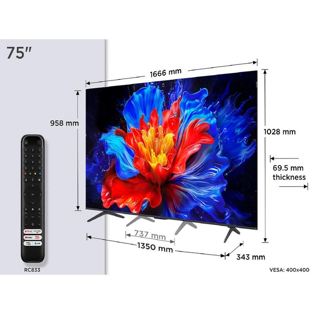 TCL TV 75P8K Black