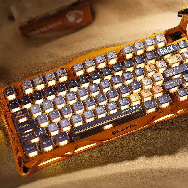 GravaStar Gaming Keyboard Special Edition Mercury K1 Pro 75% Wireless Mechanical Battle Worn Yellow