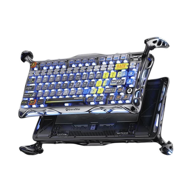 GravaStar Gaming Keyboard Mercury K1 Pro 75% Wireless Mechanical Interstellar Silver