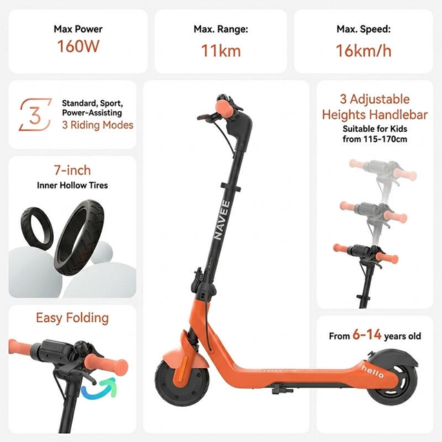 Navee Kids Electric Scooter K100 Pro Orange