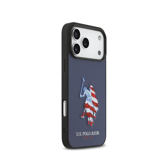 Uspa Hc Pu Smooth Embroidered Usa Flag Big Dh Iphone 17 Pro Max USHCP17XPUSV Navy