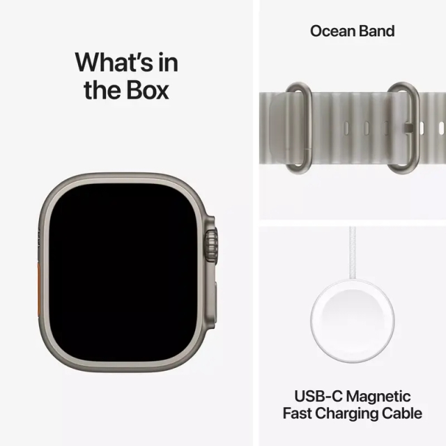 Apple Watch Ultra 4 GPS 49mm Natural Titanium Case with Translucent Grey Ocean Band
