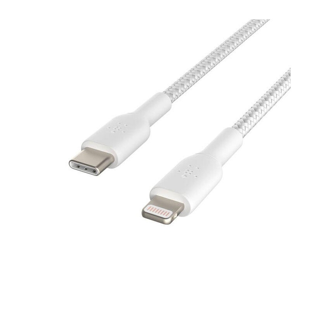 Belkin BoostCharge USB-C to Lightning Braided Cable 1M CAA004bt1MWH White