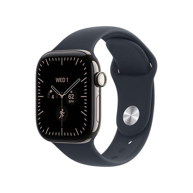 Apple Watch Series 12 GPS 42mm Natural Titanium Case with Navy Blue Sport Band