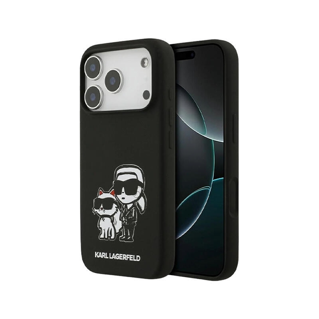 Karl Lagerfeld Hc Magsafe Silicone W/ K&C Sketch Logo  Iphone 17 Pro Max KLHMP17XSKCGRGOK Black