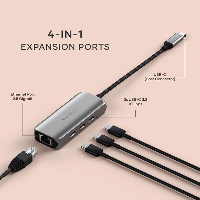 Satechi 4-in-1 USB-C Hub ST-H3C25EM Space Grey