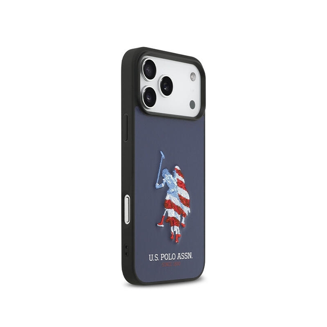 Uspa Hc Pu Smooth Embroidered Usa Flag Big Dh Iphone 17 Pro USHCP17LPUSV Navy