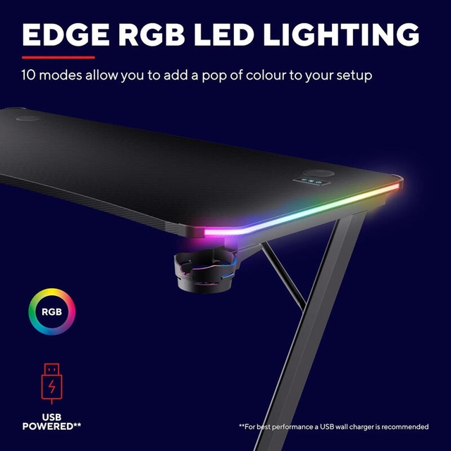 Trust Luminus RGB Gaming Desk GXT709 Black