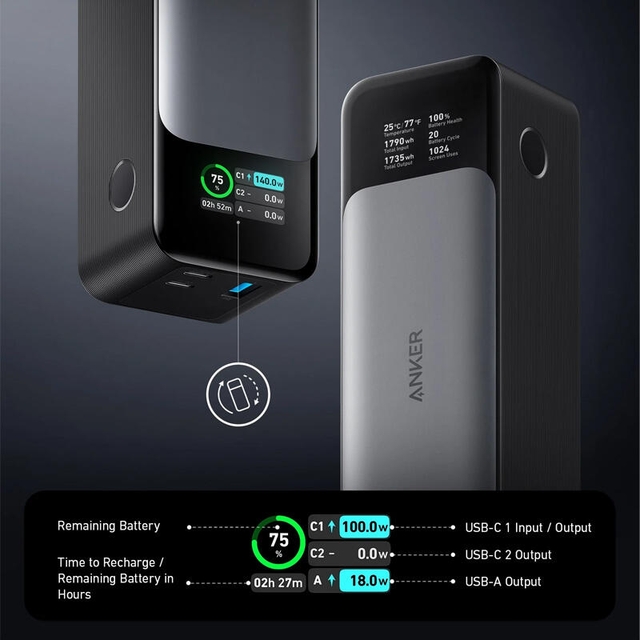 Anker 737 140W Power Bank 24000mAh A1289011 Black