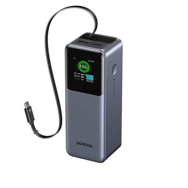 Ugreen Nexode 20000mAh Type-C USB Power Bank With Retractable Cable 95670B Grey