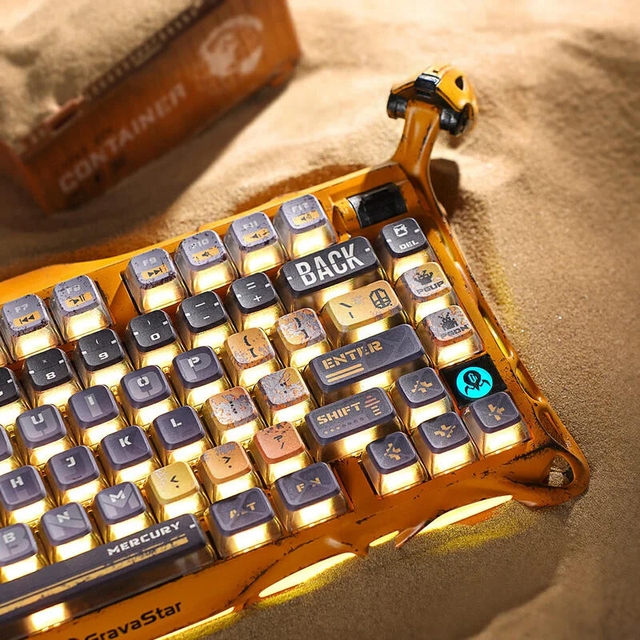 GravaStar Gaming Keyboard Special Edition Mercury K1 Pro 75% Wireless Mechanical Battle Worn Yellow