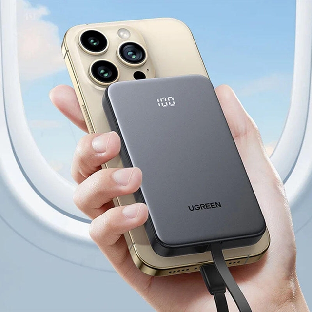 Ugreen 10000mAh 20W Power Bank with Built-in Cable 75161B Grey