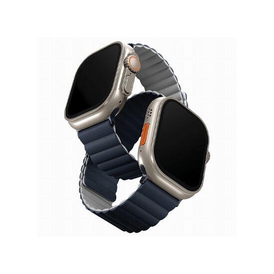Uniq Revix Reversible Magnetic Apple Watch Strap 49/45/44/42Mm Storm Blue/ Chalk Grey