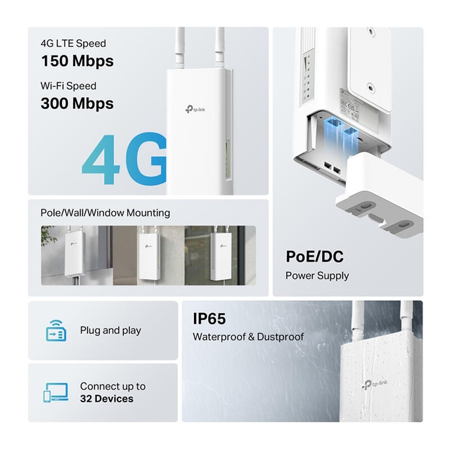 TP-Link TL-MR100 Outdoor LTE Router Black