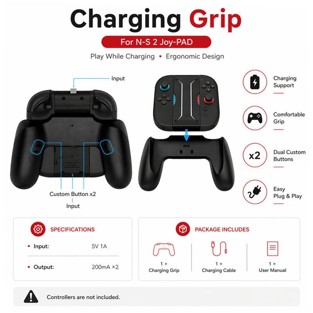 DOBE Switch 2 Charging Grip TNS-5158 Black