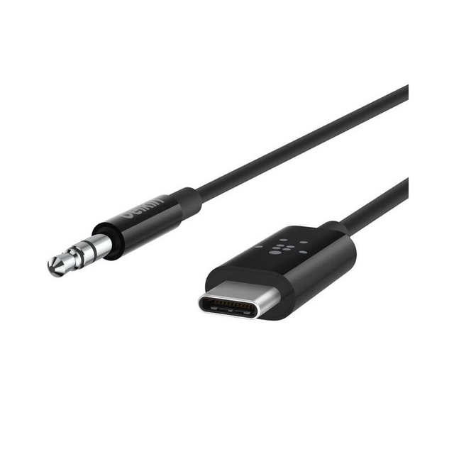 Belkin RockStar 3.5mm Audio Cable With USB-C Connector F7U079bt03-BLK Black