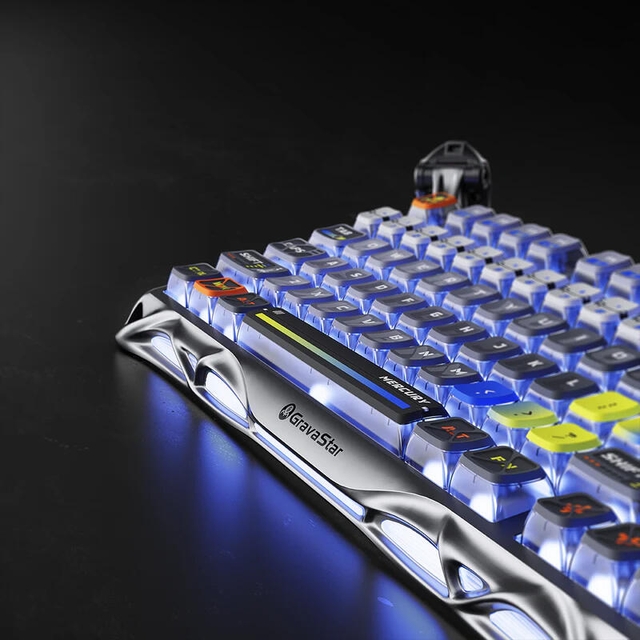 GravaStar Gaming Keyboard Mercury K1 Pro 75% Wireless Mechanical Interstellar Silver