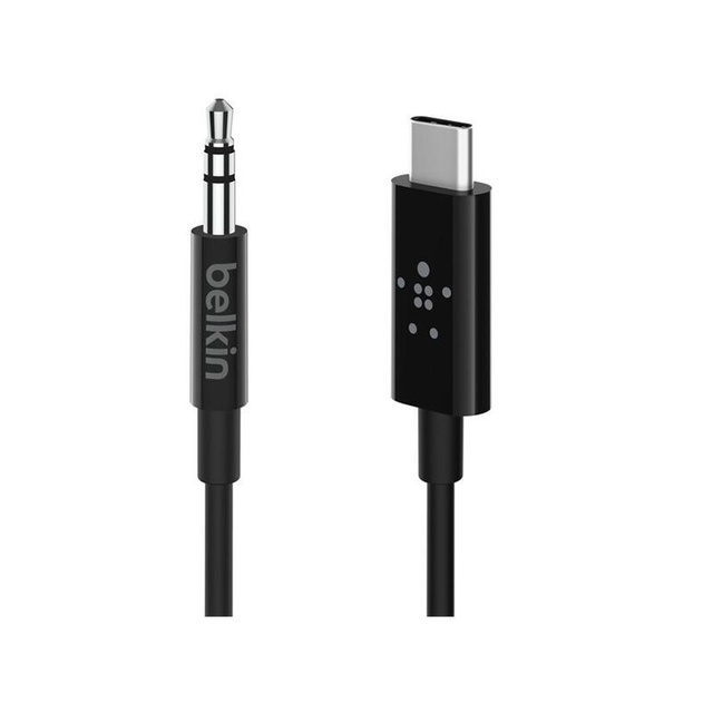 Belkin RockStar 3.5mm Audio Cable With USB-C Connector F7U079bt03-BLK Black