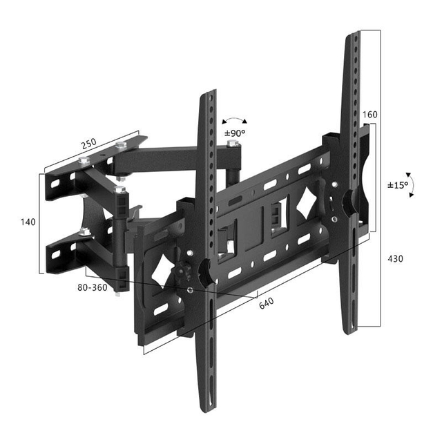 TV Wall Mount CP512S Full Motion 32 to 85 inches Black