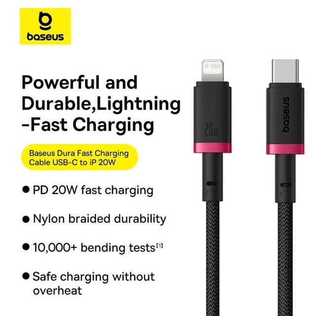 Baseus Dura Series Fast Charging Cable Type-C to Lightning 20W 1m P10377800U01-01 Red/Black