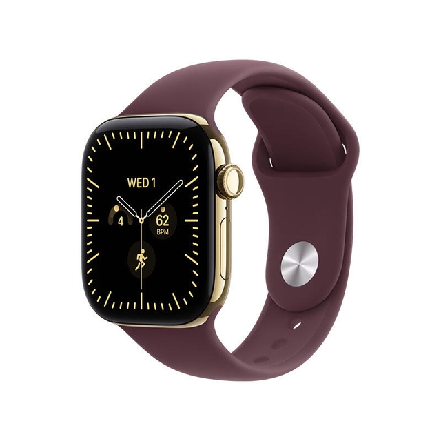 Apple Watch Series 12 GPS 42mm Radiant Gold Titanium Case with Burgundy Sport Band