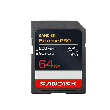 SanDisk 64GB Extreme PRO SD/XC UHS-I Card 200MB/S V30/4K Class 10 SDSDXXU-064G-GSCIN
