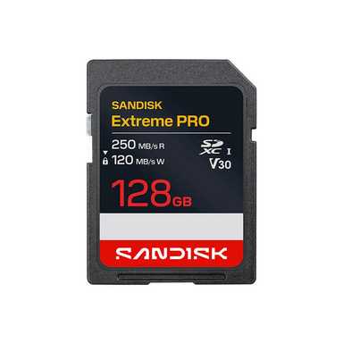 SanDisk 128GB Extreme PRO SD/XC UHS-I Card 250MB/S V30/4K Class 10 SDSDXXJ-128G-GSCIN