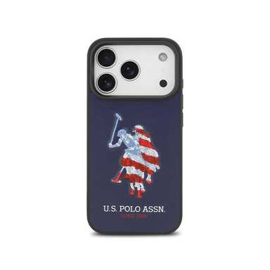 Uspa Hc Pu Smooth Embroidered Usa Flag Big Dh Iphone 17 Pro USHCP17LPUSV Navy