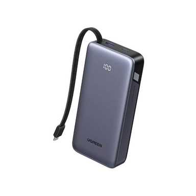 Ugreen 20000mAh Type-C USB Power Bank With Built-in Cable 55988B Grey