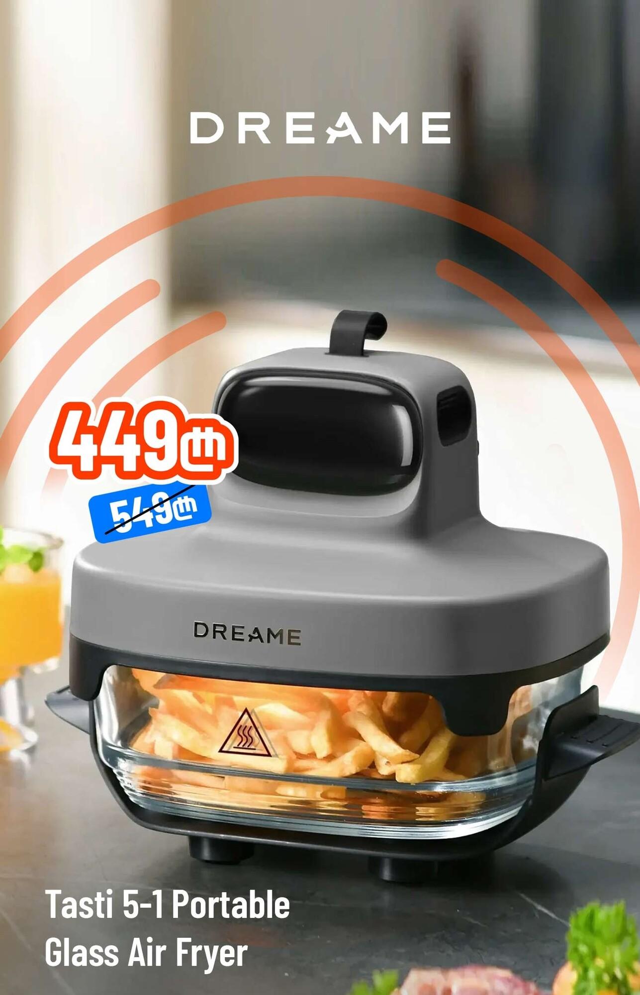 Dreame Tasti 5-1 Portable Glass Air Fryer