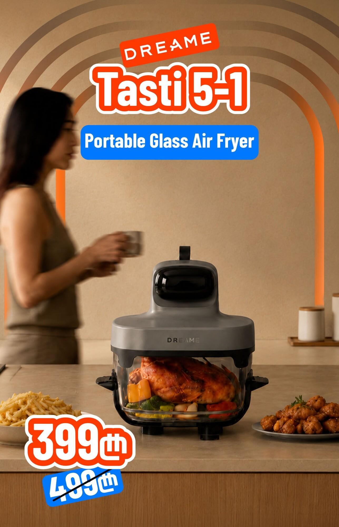 Dreame Tasti 5-1 Portable Glass Air Fryer